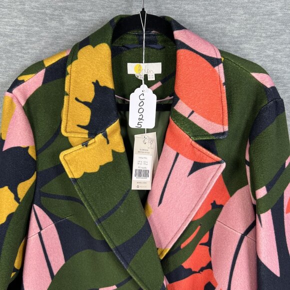 Boden Constance NWT Womens 10 Abstract Floral Wool Coat Bold Colorful Outerwear - Picture 16 of 16
